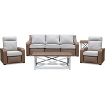 shoreline pecan white outdoor sofa set   