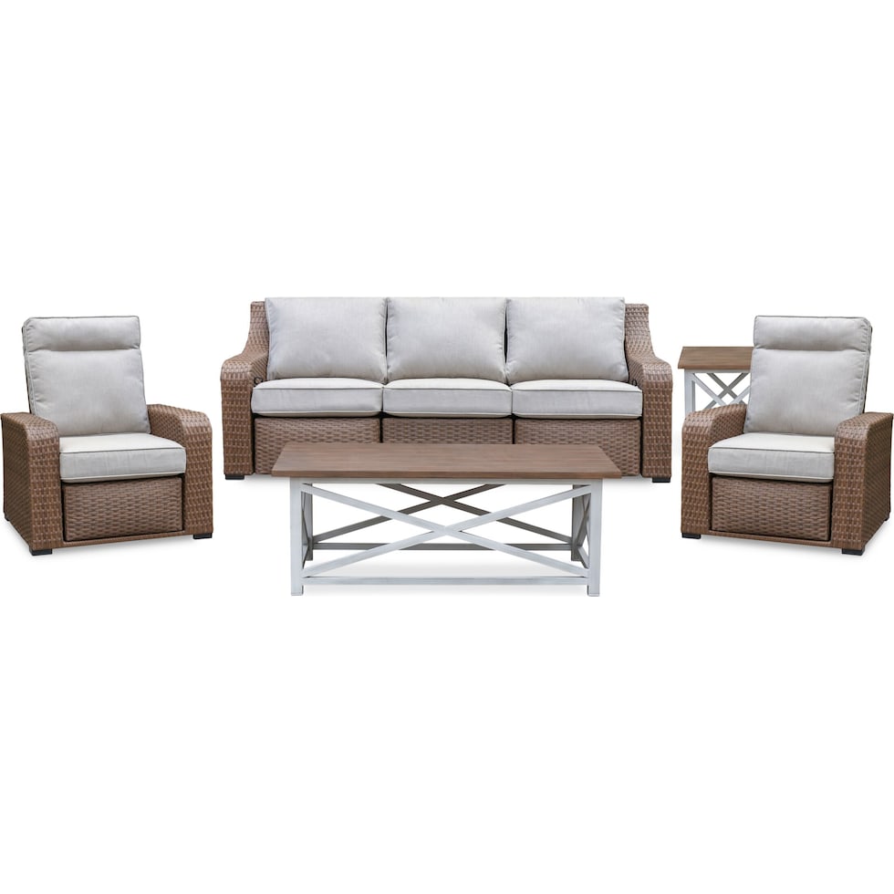 shoreline pecan white outdoor sofa set   