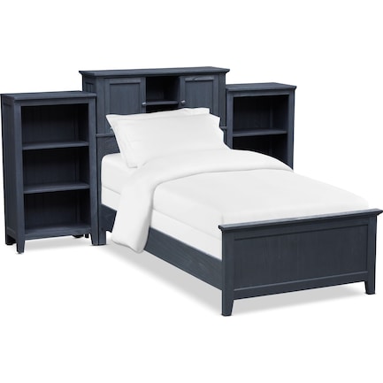 Sidney Full Bookcase Bed and 2 Bookcases - Navy