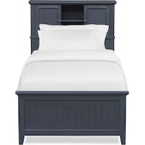 sidney blue full bookcase bed w storage   