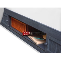 sidney blue full bookcase bed w storage   