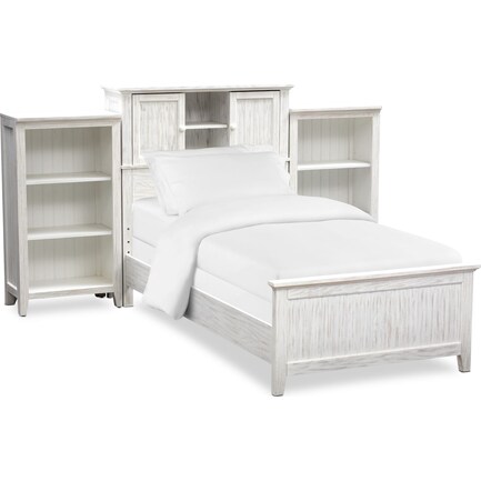 Sidney Full Bookcase Bed and 2 Bookcases - White