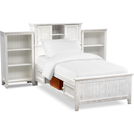 Sidney Twin Bookcase Storage Bed and 2 Bookcases - White