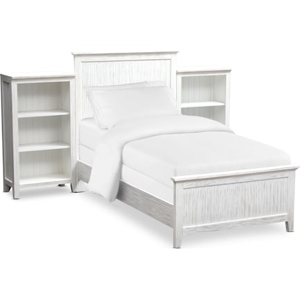Sidney Twin Bed and 2 Bookcases - White