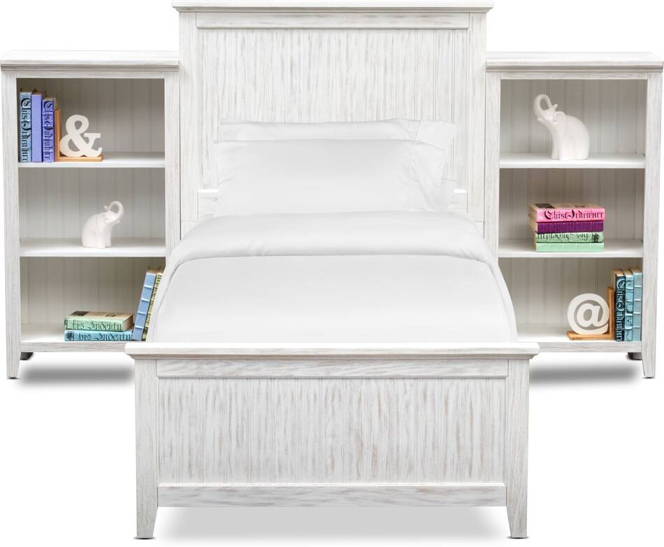Sidney Twin Bed and 2 Bookcases White Value City Furniture