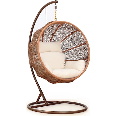 Siesta Key Indoor/Outdoor Hanging Egg Chair - Brown/Cream
