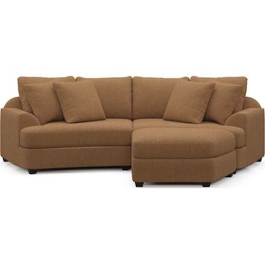 Skylar 3-Piece Sectional with Right-Facing Ottoman - Texel Caramel