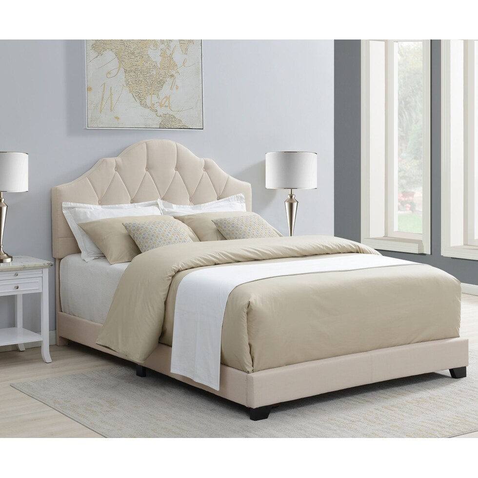 skylar light brown queen upholstered bed   