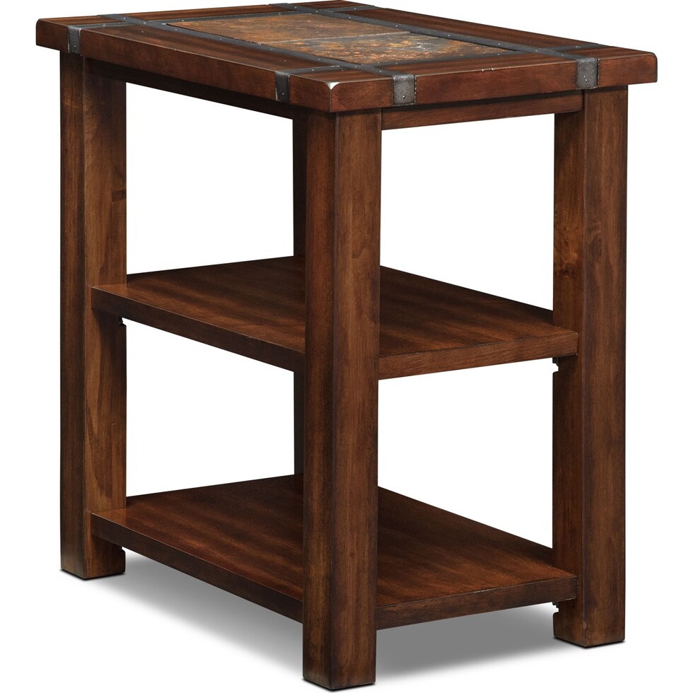 slate ridge dark brown chairside table   
