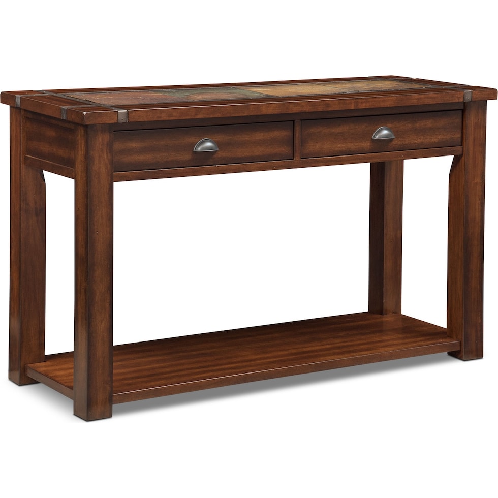 slate ridge dark brown sofa table   