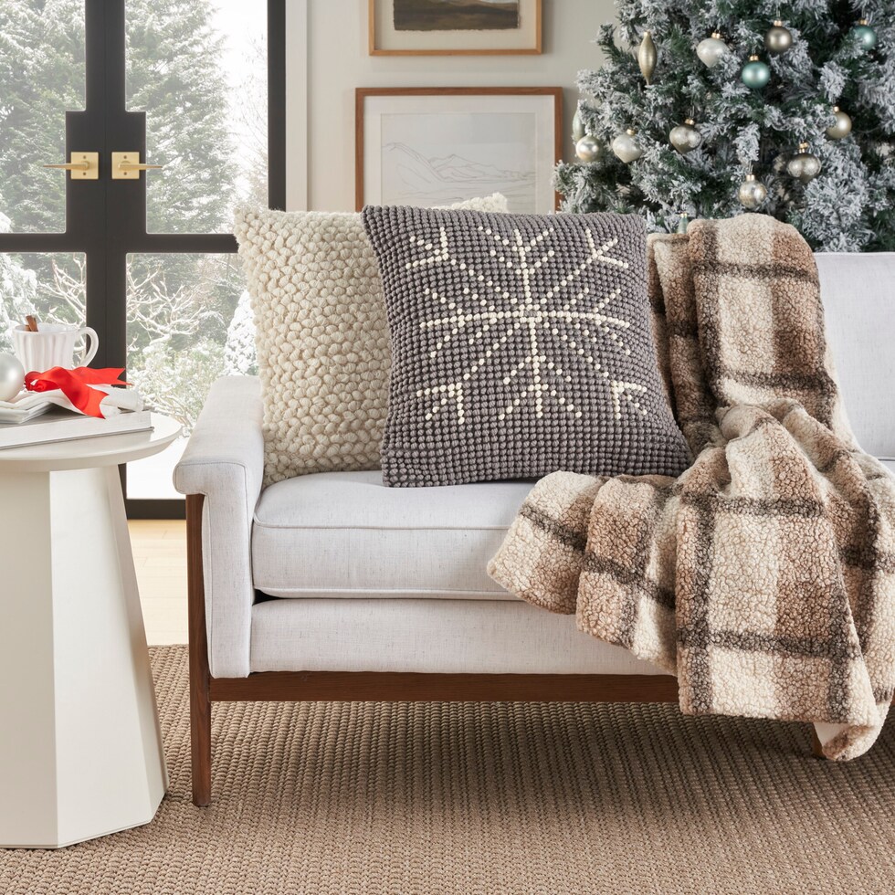 snowflake gray accent pillow   
