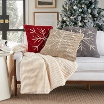snowflake red accent pillow   
