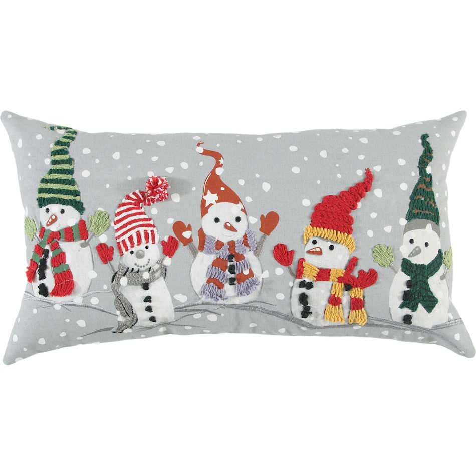 snowman friends gray pillow   