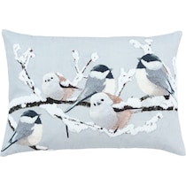 snowy birds gray pillow   