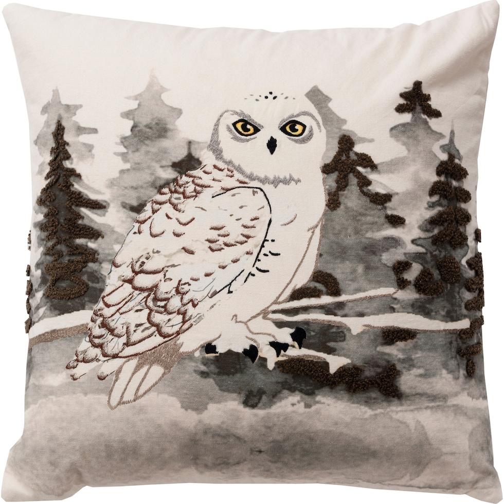 snowy owl gray accent pillow   