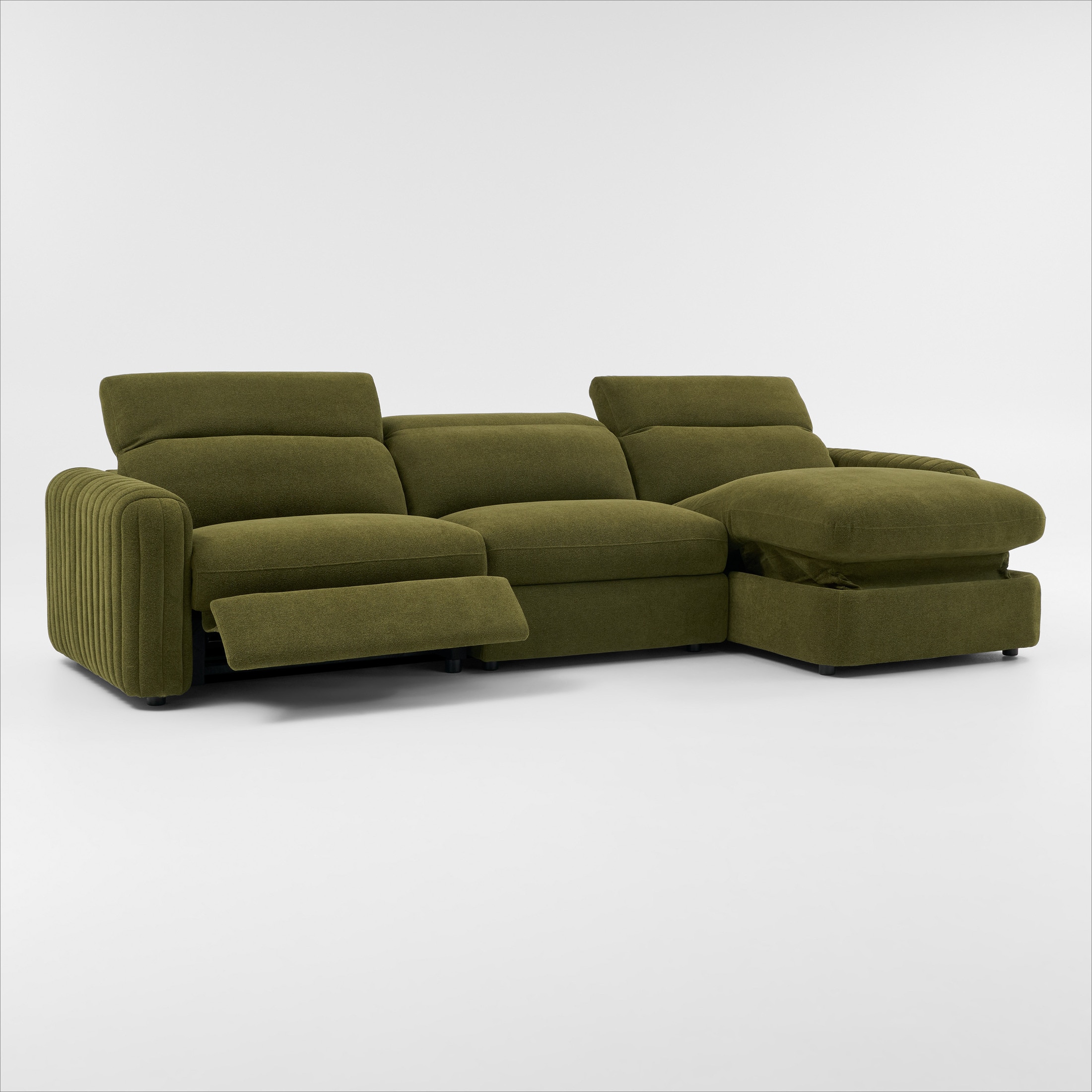 そーほ」 Soho Dual-Power Reclining 3-Piece Sectional with Adjustable
