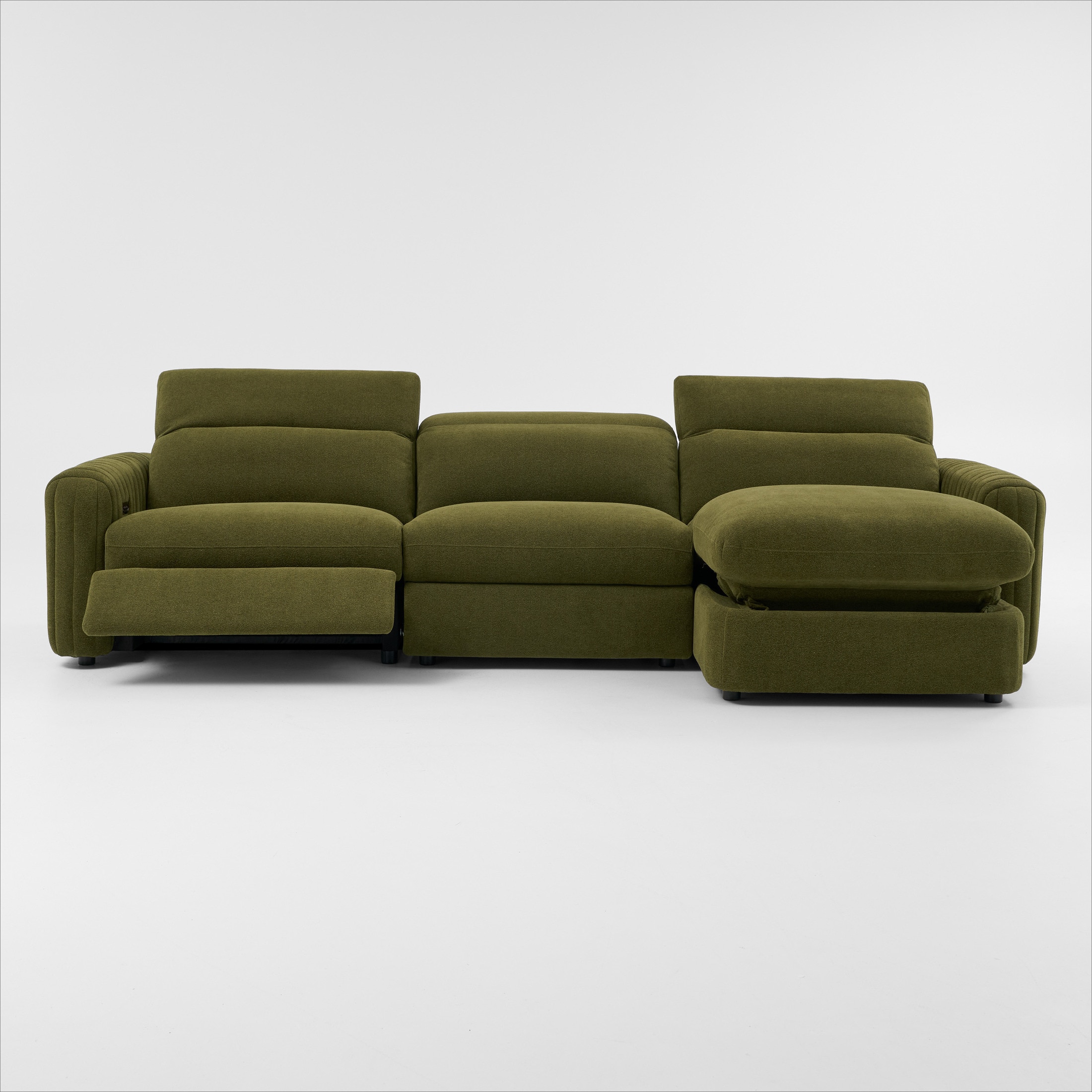そーほ」 Soho Dual-Power Reclining 3-Piece Sectional with Adjustable