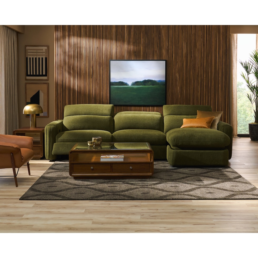 soho green sectional   