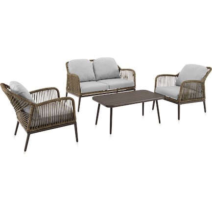 Solara Outdoor Loveseat, Set of 2 Chairs and Coffee Table Set
