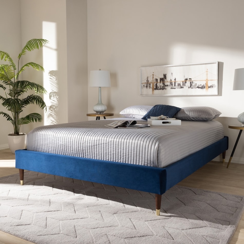 Sonny Full Upholstered Platform Bed Frame - Navy Blue | Value City ...