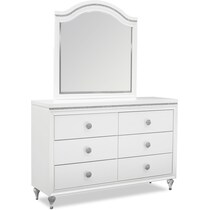 sophia youth white dresser & mirror   