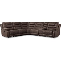 sorrento dark brown  pc reclining sectional   