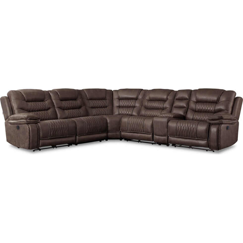 sorrento dark brown  pc reclining sectional   