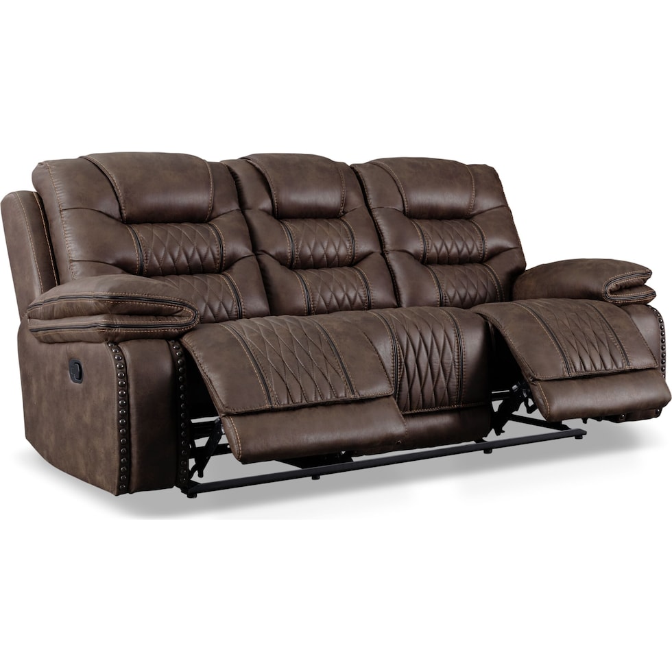 sorrento dark brown manual reclining sofa   