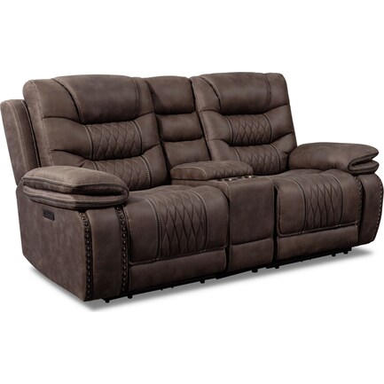 Undefined Value City Furniture, Dark Brown Leather Loveseat Recliner