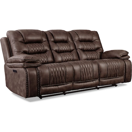Sorrento Dual-Power Reclining Sofa - Brown