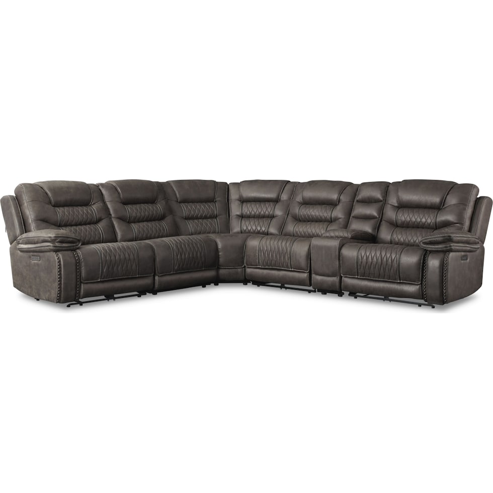 sorrento gray  pc power reclining sectional   