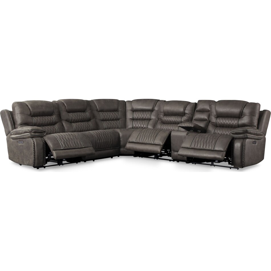 sorrento gray  pc power reclining sectional   