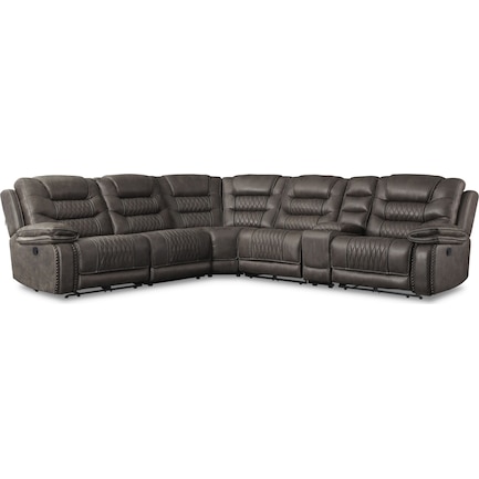 Sorrento 6-Piece Manual Reclining Sectional with 2 Reclining Seats - Gray