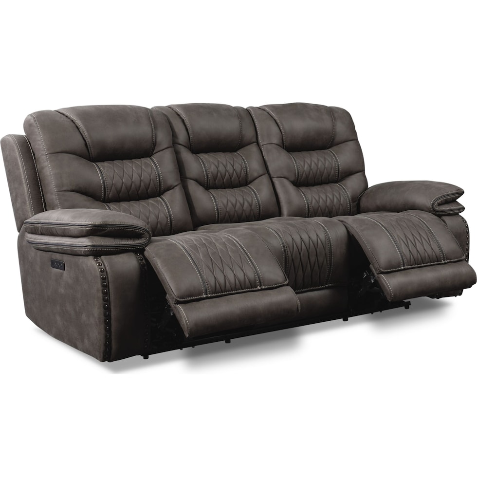 sorrento gray power reclining sofa   