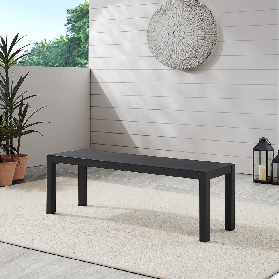 south hampton black outdoor dining bench   