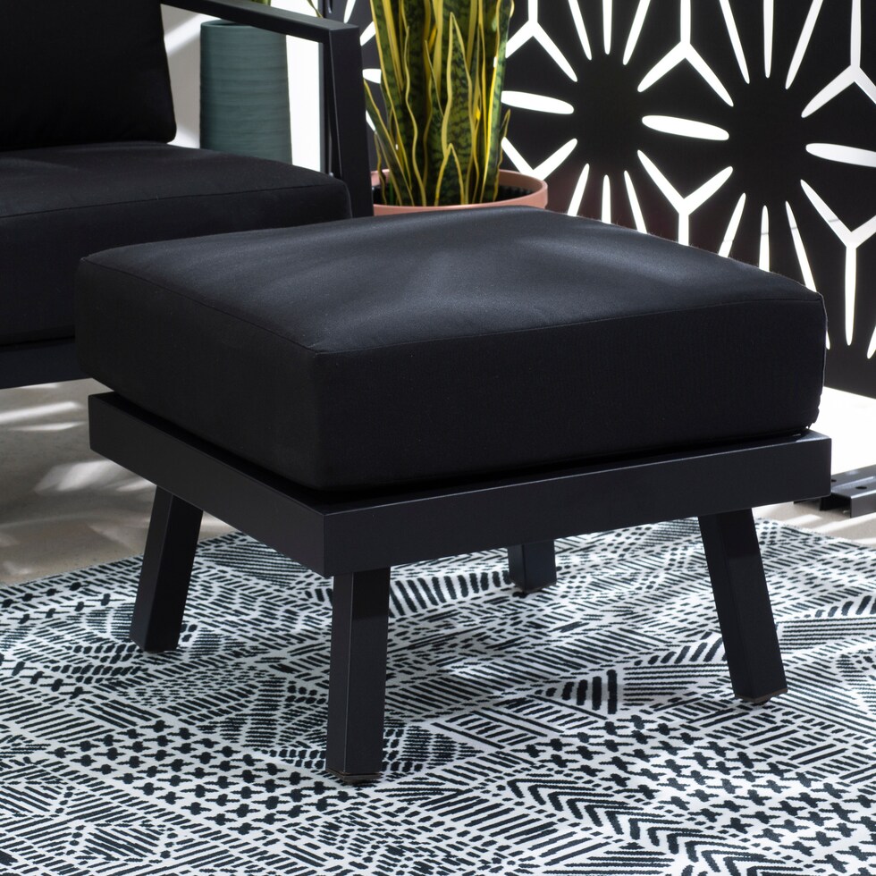 south hampton black outdoor ottoman   