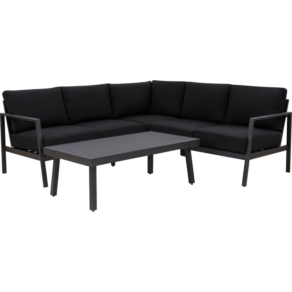 south hampton black outdoor sectional set   