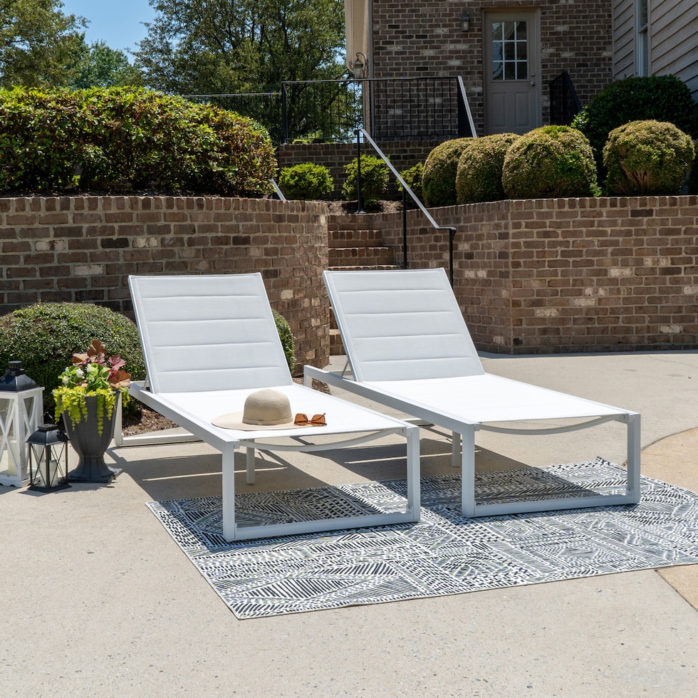 south hampton white outdoor chaise set   
