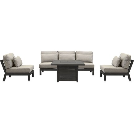 Southport Outdoor Sofa, Fire Pit and 2 Lounge Chairs
