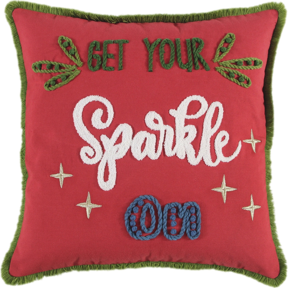 sparkle on red accent pillow   