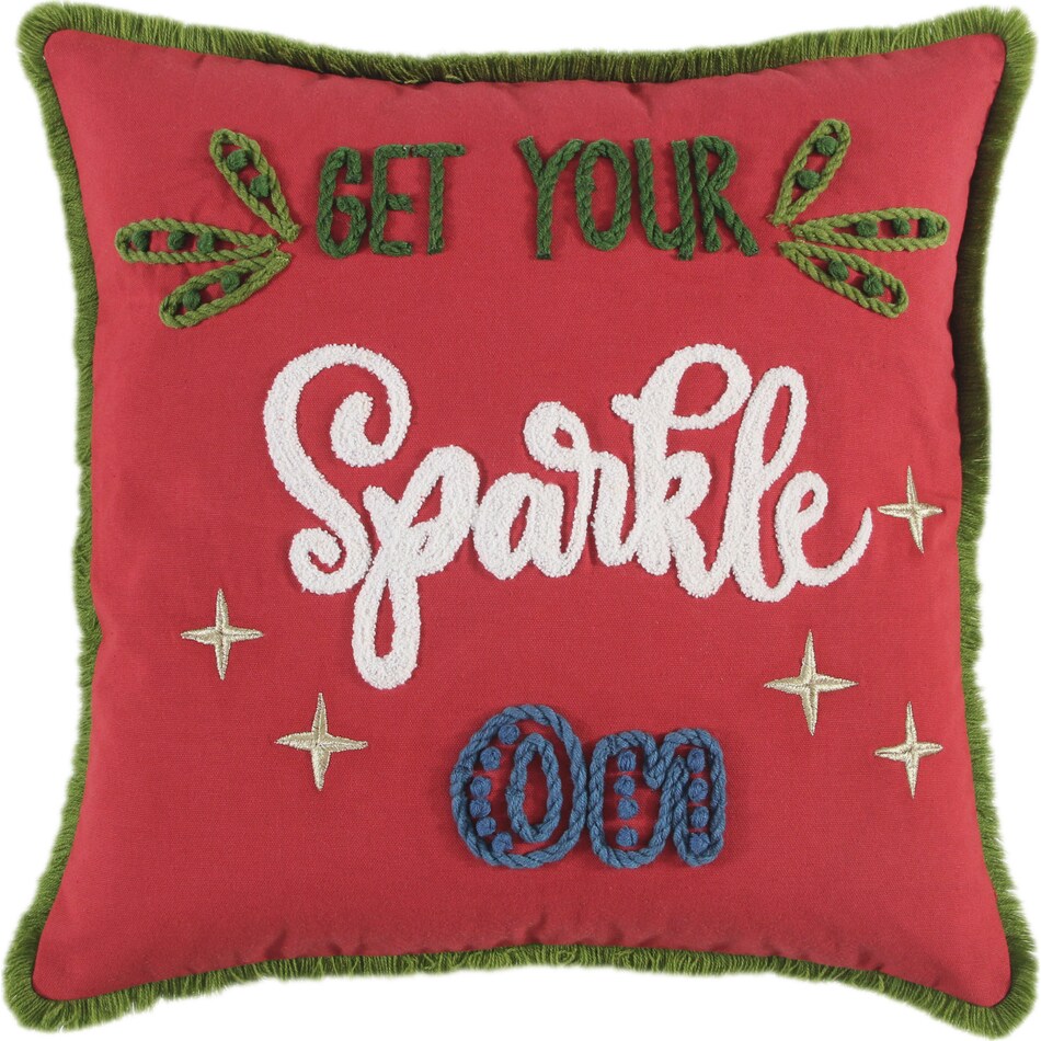 sparkle on red pillow   