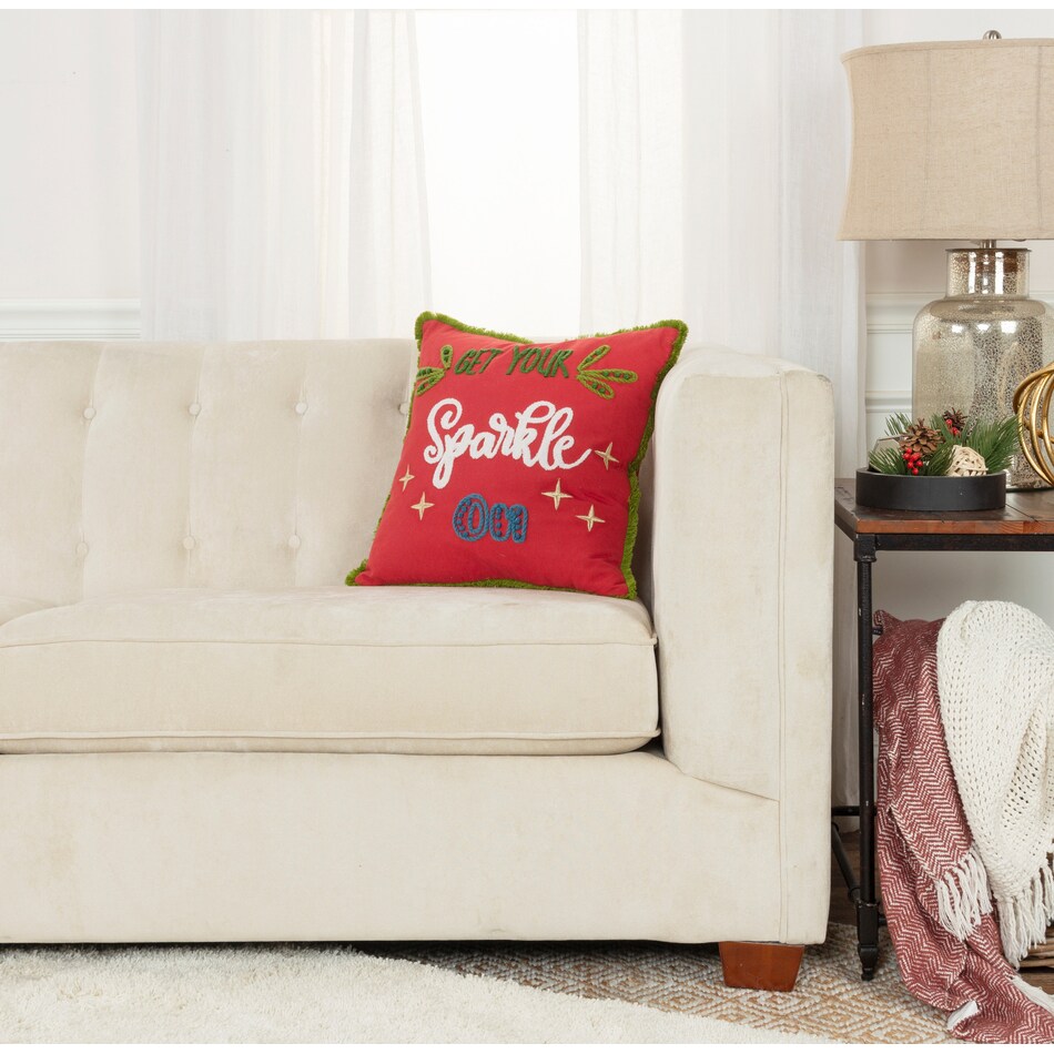 sparkle on red pillow   
