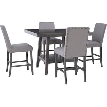 Renalyn Counter-Height Dining Table and 4 Stools - Gray/Black