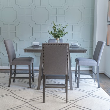 Renalyn Counter-Height Dining Table and 4 Stools - Gray/Black