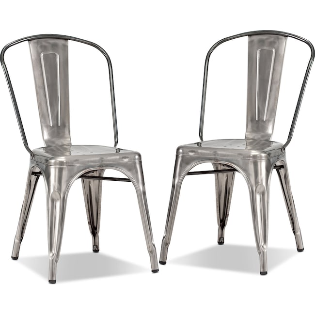 Dining Room Furniture - Squadron 2-Pack Side Chairs - Polished Steel