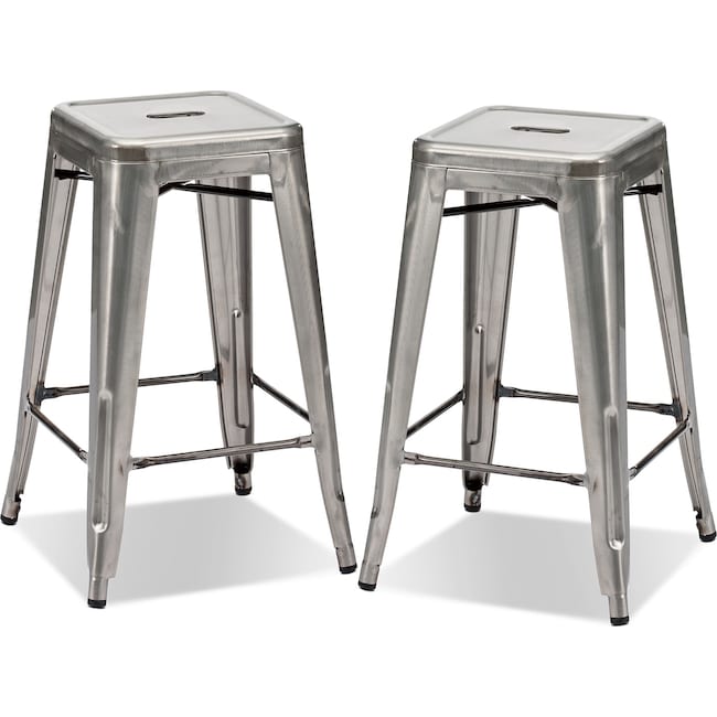 Dining Room Furniture - Squadron 2-Pack Counter-Height Stools - Polished Steel