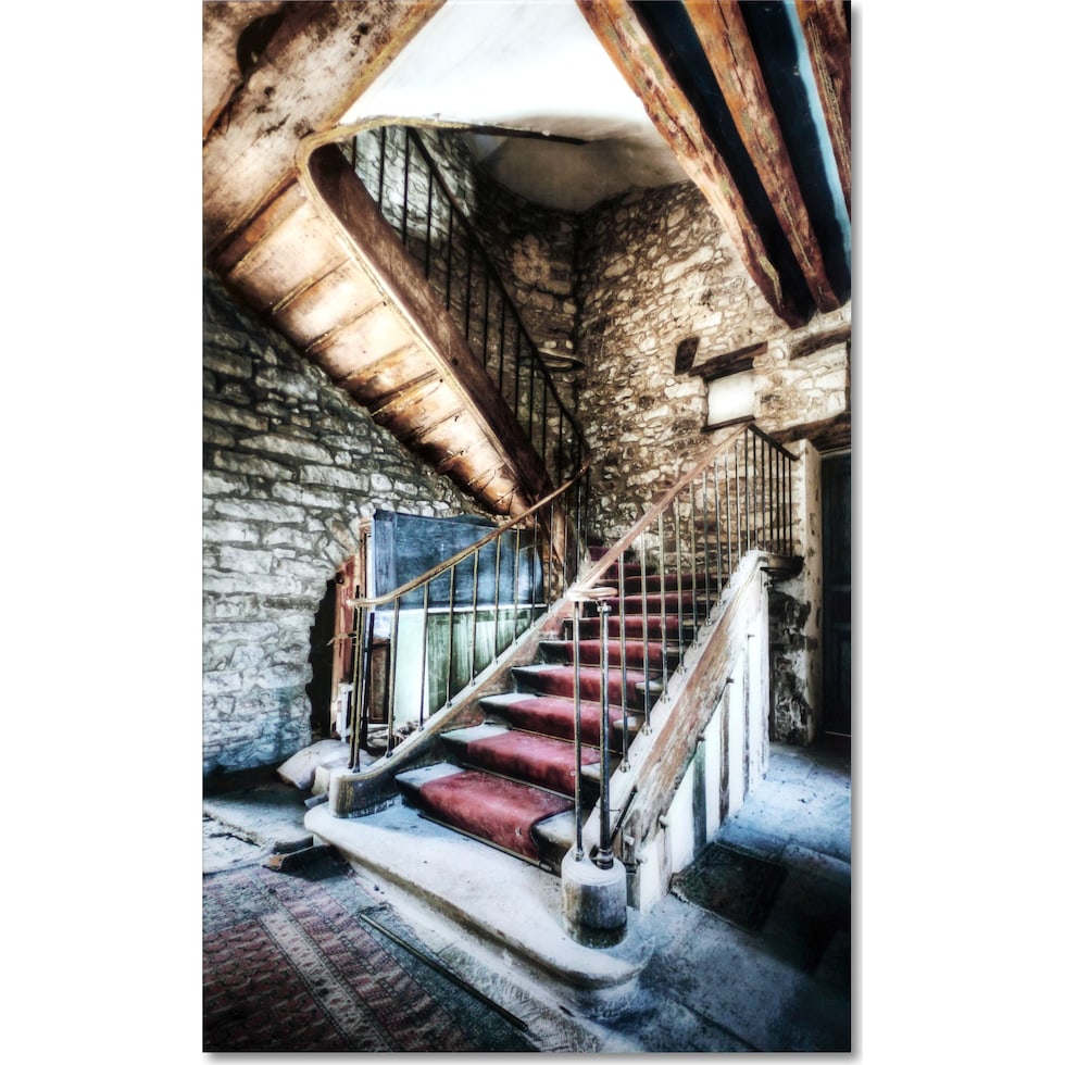 stairs on glass multicolor wall art   