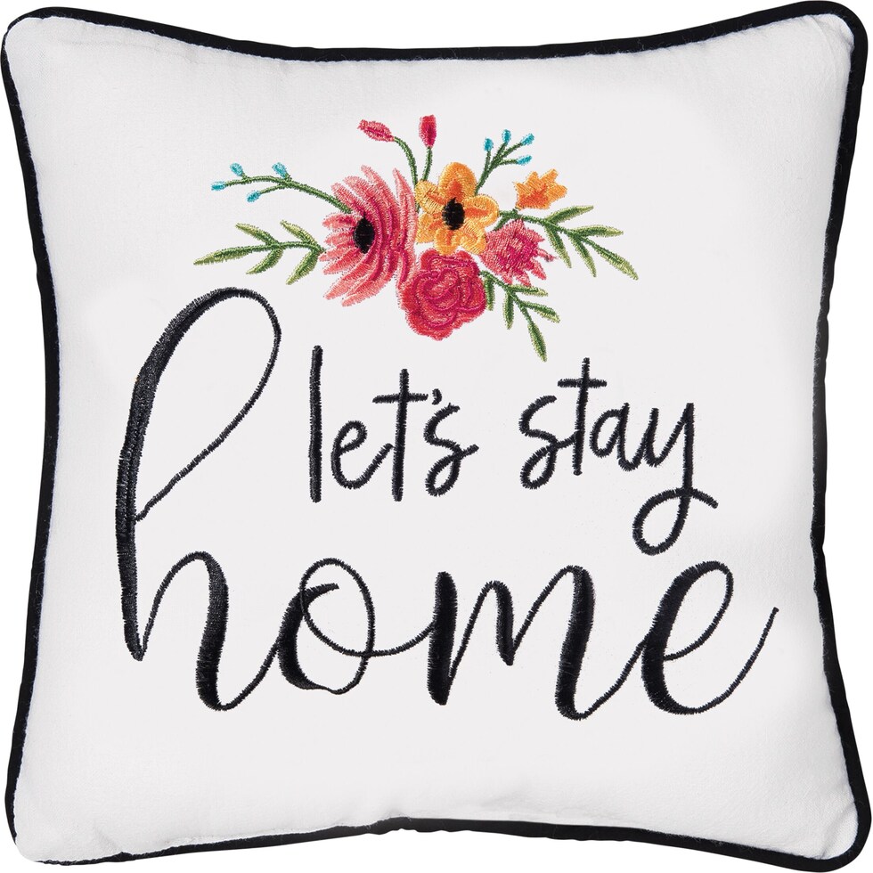 stay home white accent pillow   
