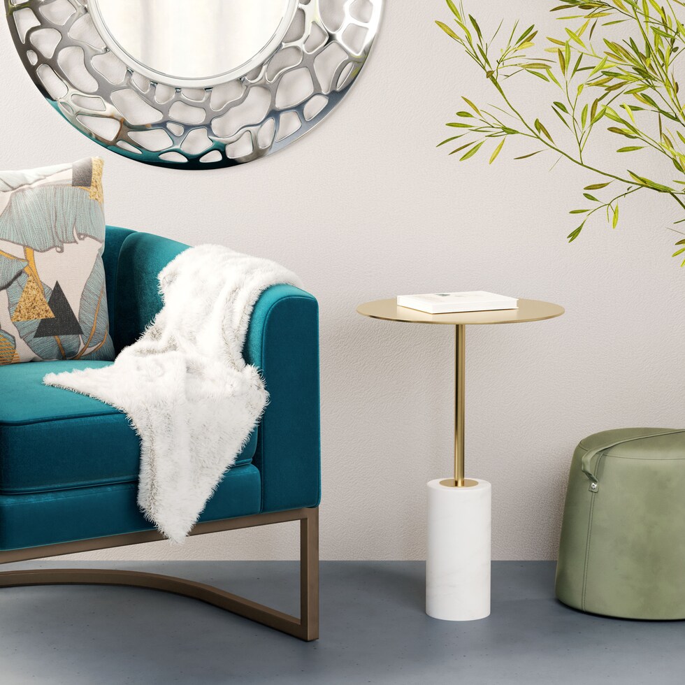 stead gold white side table   