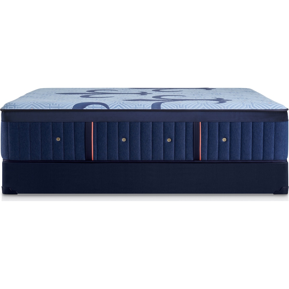 stearns & foster lux hybrid blue queen mattress low profile foundation set   